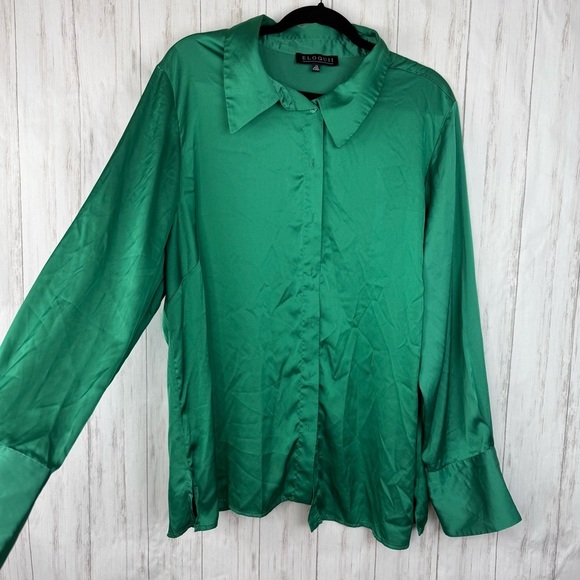 Eloquii Plus Size Silky Green Blouse size 24 - Picture 1 of 6